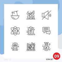 9 Outline concept for Websites Mobile and Apps lab document speaker clipboard physics Editable Vector Design Elements