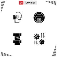 Pack of 4 Modern Solid Glyphs Signs and Symbols for Web Print Media such as human carpenter schedule type engineering Editable Vector Design Elements