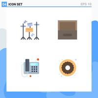 4 Flat Icon concept for Websites Mobile and Apps drum device archive call donut Editable Vector Design Elements