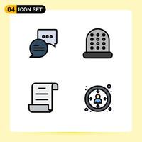 Pictogram Set of 4 Simple Filledline Flat Colors of chat customer sewing log user Editable Vector Design Elements