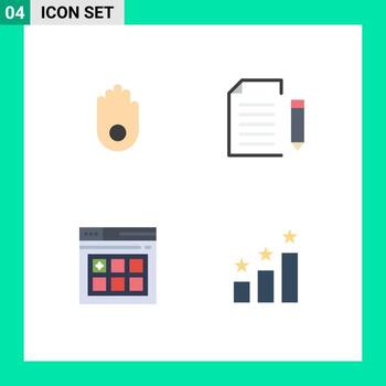 Pack of 4 Modern Flat Icons Signs and Symbols for Web Print Media such as gesture page data file achievement Editable Vector Design Elements