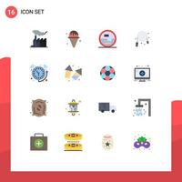 Mobile Interface Flat Color Set of 16 Pictograms of alarm plumber construction and tools mechanical power Editable Pack of Creative Vector Design Elements