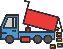 Dumper Truck Line Filled Icon vector