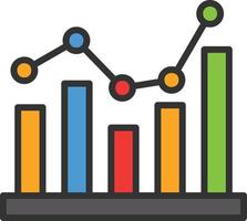 Bar Chart Line Filled Icon vector