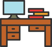 Office Table Line Filled Icon vector