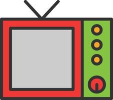 icono lleno de línea de televisión vector