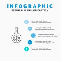 Chemical Flask Reaction Lab Target Line icon with 5 steps presentation infographics Background vector