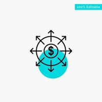 Budget Banking List Cash turquoise highlight circle point Vector icon