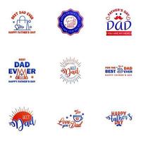 Happy Fathers Day 9 Blue and red Vector Element Set Ribbons and Labels Editable Vector Design Elements