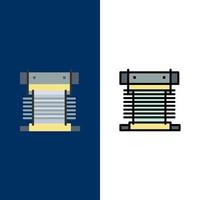 Computer Cooler Cooling Cpu Fan  Icons Flat and Line Filled Icon Set Vector Blue Background