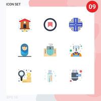 Modern Set of 9 Flat Colors Pictograph of education computer database mouse baby Editable Vector Design Elements
