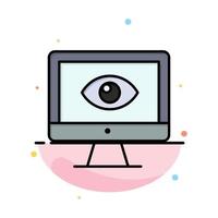 Monitor Online Privacy Surveillance Video Watch Abstract Flat Color Icon Template vector