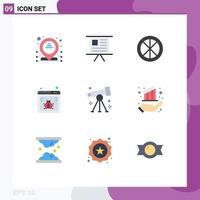 Pack of 9 Modern Flat Colors Signs and Symbols for Web Print Media such as biology virus decoration bug window Editable Vector Design Elements
