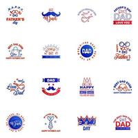 Happy Fathers Day 16 Blue and red Vector Element Set Ribbons and Labels Editable Vector Design Elements