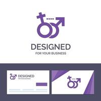 tarjeta de visita creativa y plantilla de logotipo género masculino femenino símbolo ilustración vectorial vector