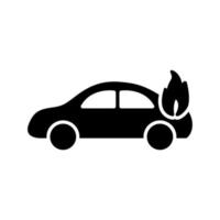 coche único en icono de vector de fuego