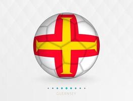 Football ball with Guernsey flag pattern, soccer ball with flag of Guernsey national team. vector