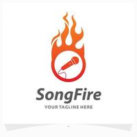 long fire logo design template vector