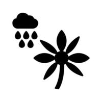 flor con icono de vector de lluvia