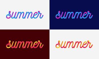 Modern Summer lettering line Blend Background, Vibrant gradient blended fluid vector