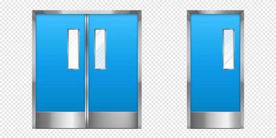 Metal doors with glass elements, 3d vector entry