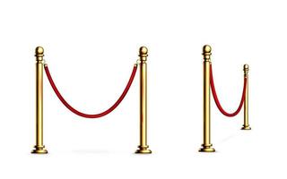 Barrier with rope and gold poles for red carpet vector