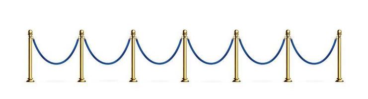barrera de cuerda azul con puntales dorados vector