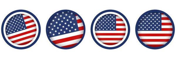 Set of USA flags in modern circle style vector