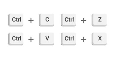 vector de los botones de teclado ctrl c, ctrl v, ctrl z, ctrl x.