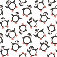 Seamless children's pattern with funny penguins. Vector seamless pattern.