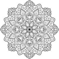 Vector illustration of outlined floral mandala