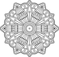 Mandala coloring page black and white vector illustration