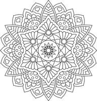 Hand drawn mandala for adults coloring book vector