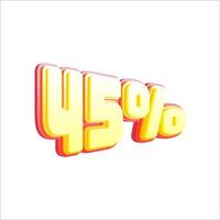 45 percent discount, 3D number price off tag vector