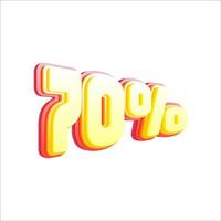 70 percent discount, 3D number price off tag vector