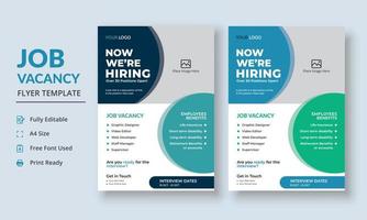 Job Vacancy Flyer Template, Job Recruitment Flyer, We are Hiring Job Flyer Template vector