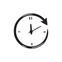 Hand drawn clock of balck color vector