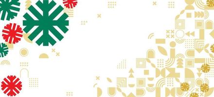 feliz navidad y feliz año nuevo banner horizontal geométrico. Diseño de concepto de Navidad moderno y brillante con copo de nieve. cartel simple, tarjeta de felicitación, banner de venta para el sitio web 2023 vector