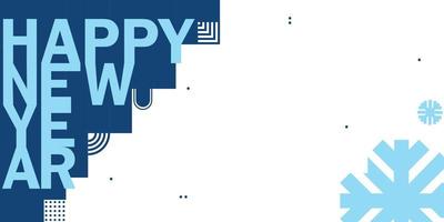 feliz navidad y feliz año nuevo banner horizontal geométrico. Diseño de concepto de Navidad moderno y brillante con copo de nieve. cartel simple, tarjeta de felicitación, banner de venta para el sitio web 2023 vector