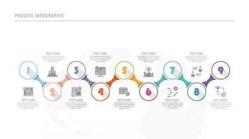 Process infographic with 9 steps, process or options. vector