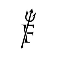 Initial F Trident Logo vector