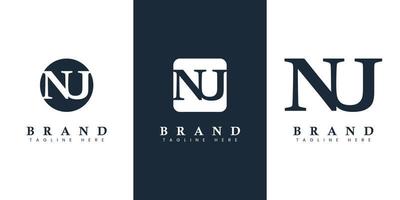 Modern and simple Letter NU Logo, suitable for any business with NU or UN initials. vector