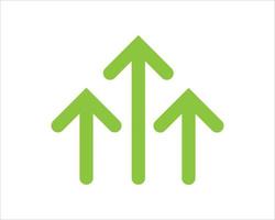 Vector green arrows up icon. Upload icon. upgrade sign. growth symbol. pointing arrow.