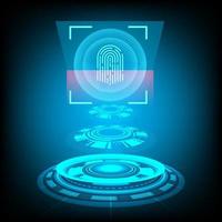 vector abstract security system concept with fingerprint on technology background.