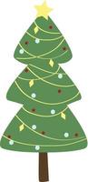 Christmas tree isolated on white background, flat design vector