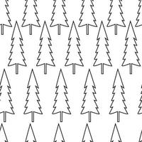 Christmas trees black and white seamless pattern, monochrome repeating background vector