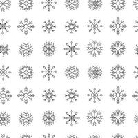 Snowflakes seamless pattern, symmetrical black and white pattern, minimalistic background vector