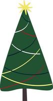 Christmas tree vector illustration, rich green on a white background