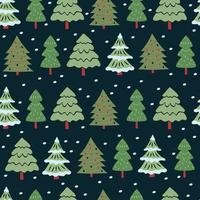 Festive seamless pattern, Christmas trees on a dark background vector