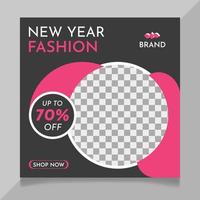 Happy new year super fashion sale social media post template vector
